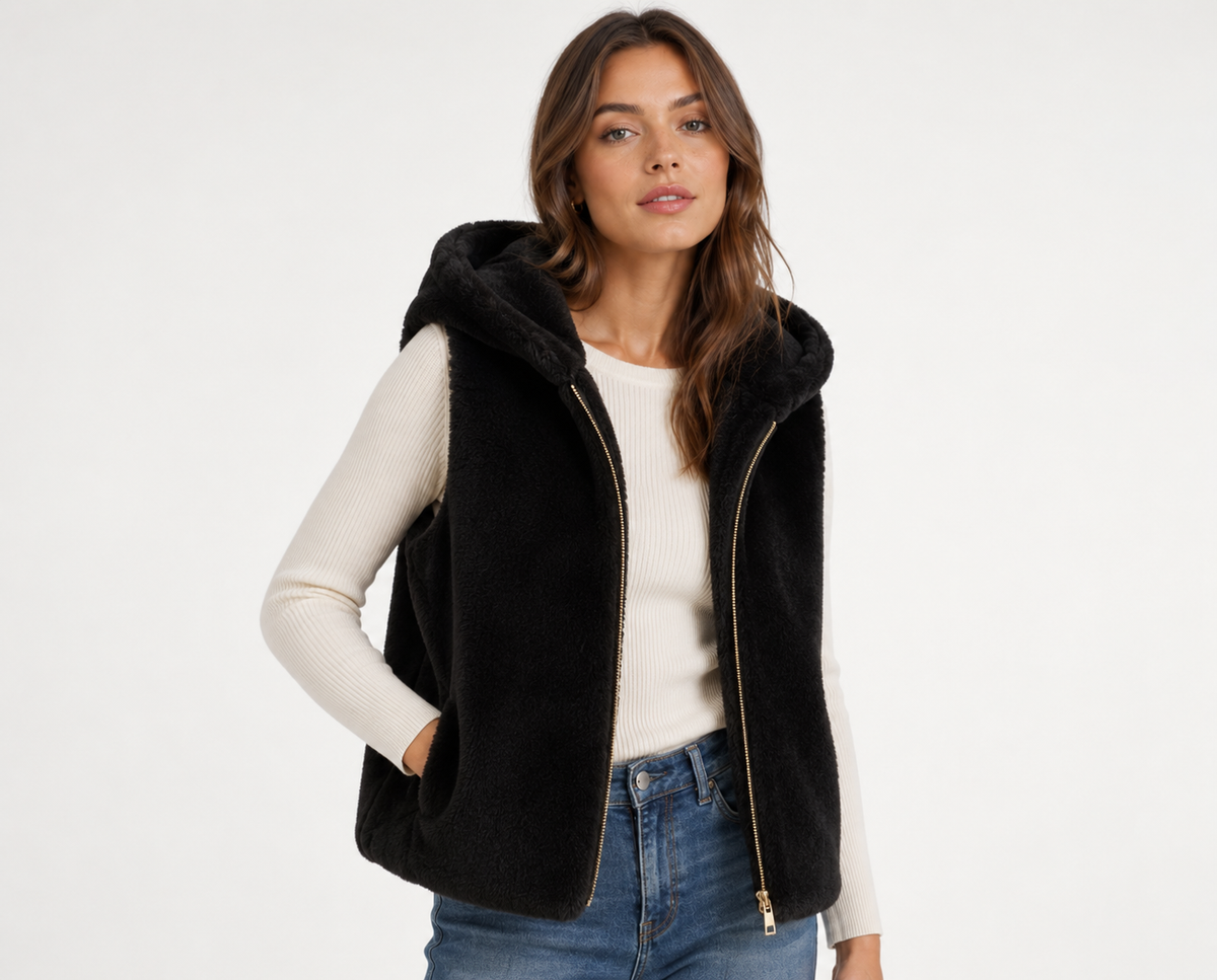 Soft Hooded Faux Fur Vest