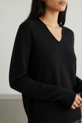 V-Neck Wool Blend Knit Sweater